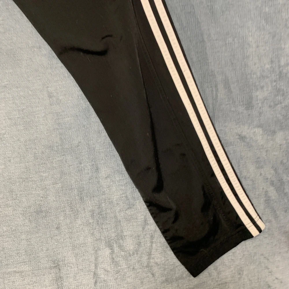 Adidas Primegreen Track Pants Mens Medium Black 3 Stripes Ankle Zip Drawstring
